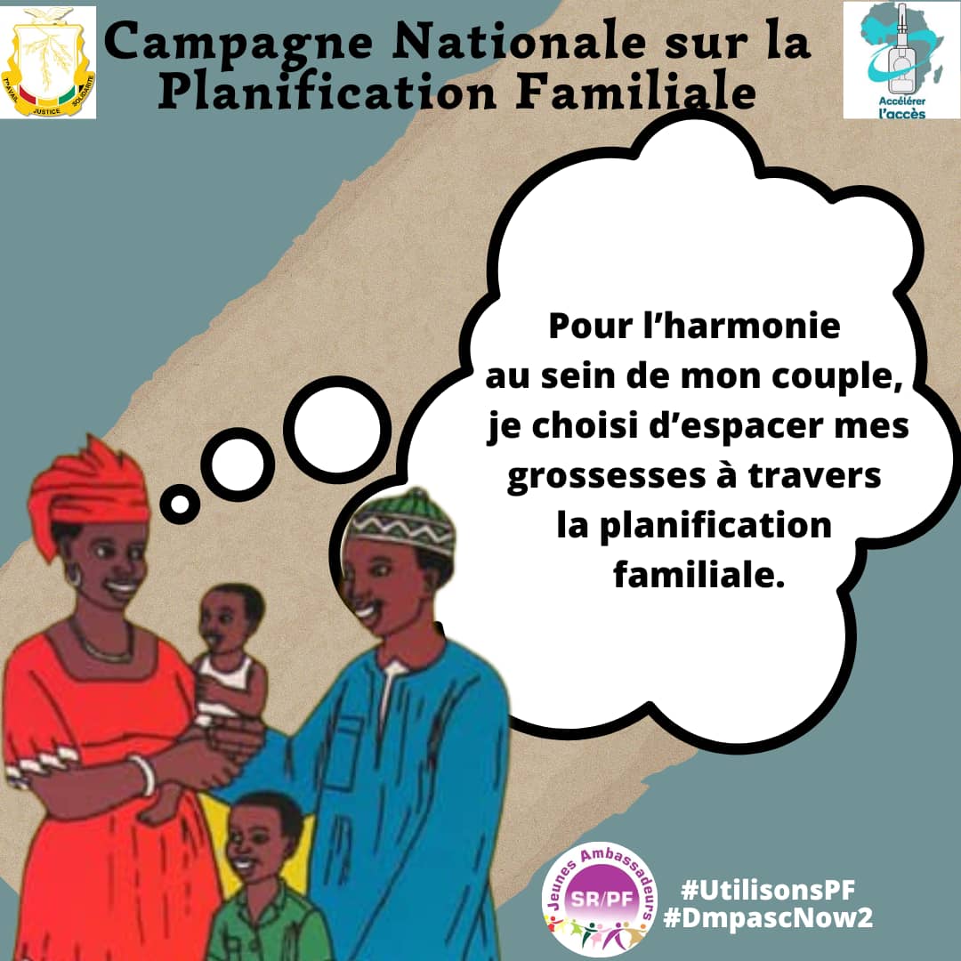 Pour l’harmonie au sein de mon couple, je choisi d’espacer mes grossesses à travers la planification familiale.
#UtilisonsPF
#DmpascNow2