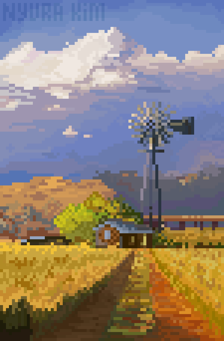 nyura_kim's tweet photo. countryside Day vs Night #pixelart #ドット絵 https://t.co/OS3rVGi9e9
