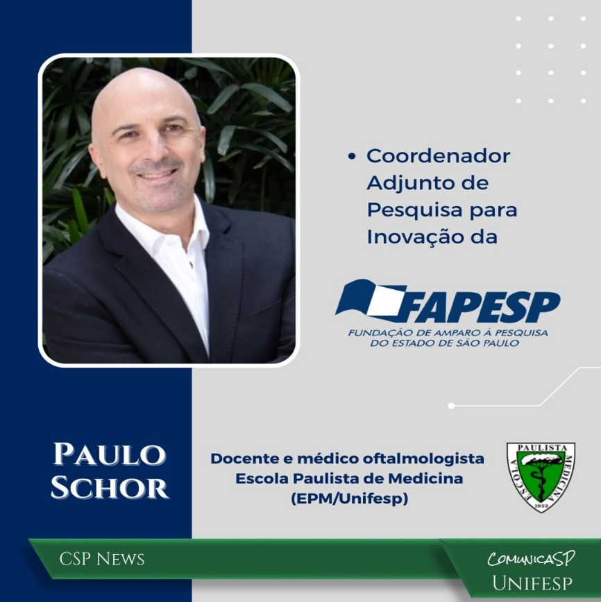 cspunifesp's tweet photo. @pauloschor, do Depto de #Oftalmologia e Ciências Visuais da #EPMUnifesp, fará parte do time de coordenadores adjuntos da #Fapesp, um grupo responsável por todas as etapas de avaliação e deliberação, até a recomendação dos projetos à Diretoria Científica:
https://t.co/CjUKidjUcN https://t.co/mIOx7LvVD4