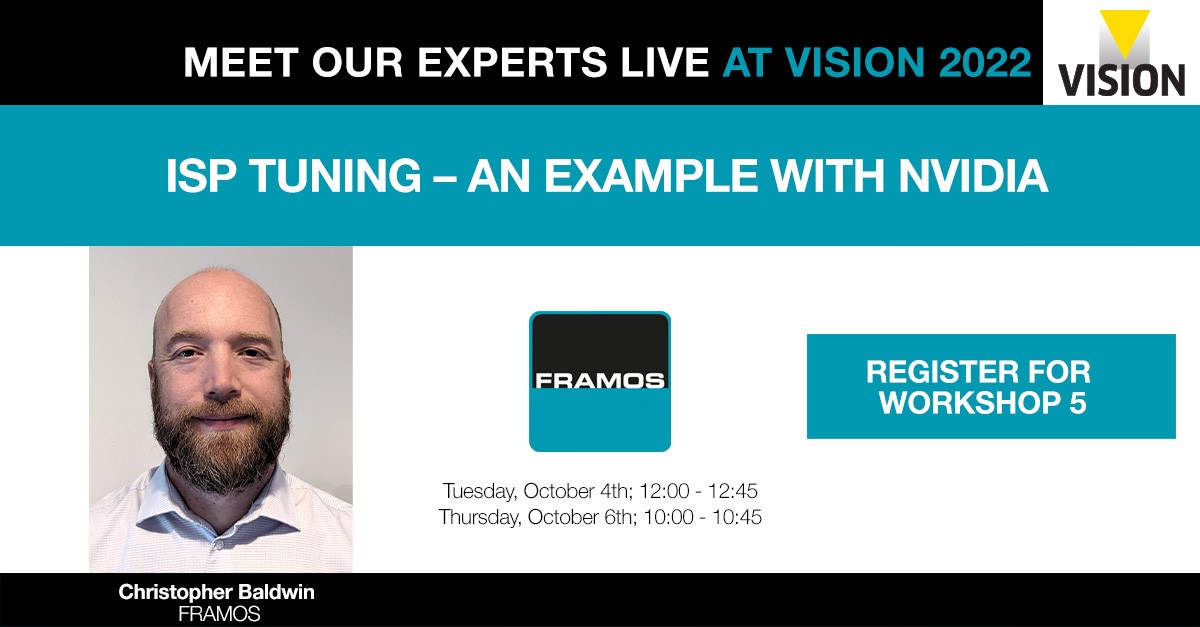framosimaging's tweet photo. [MEET OUR EXPERTS LIVE AT #VISION2022 – WORKSHOP 5]
Register today and join our workshop “ISP Tuning – an example with @nvidia with our expert Christopher Baldwin to learn more about #ISP #tuning.
Register here and save your spot ➡️https://t.co/rcu0FEuRdT
#nvidia #ISPtuning https://t.co/sgZTHvIDwr