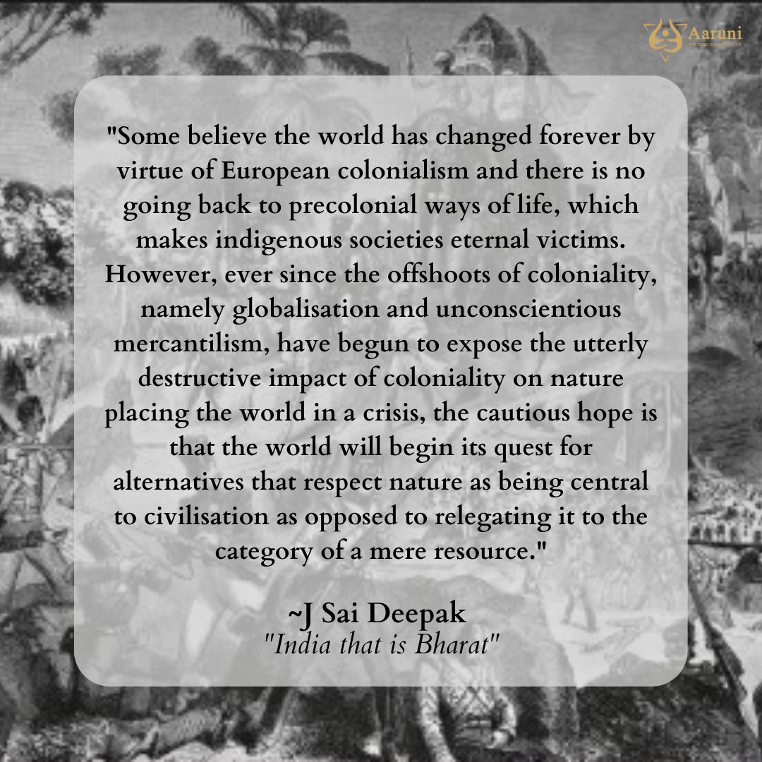 AaruniClub's tweet photo. Read "INDIA THAT IS BHARAT" by J. Sai Deepak to explore the influence of 'colonial consciousness'.
Join @AaruniClub to read with us. Link in the bio.

@jsaideepak 

#indiathatisbharat #INDIGENOUS #IndigenousPeoples #nature #coloniality #indicbooks #Reading #booktwt https://t.co/kK10j56pbk