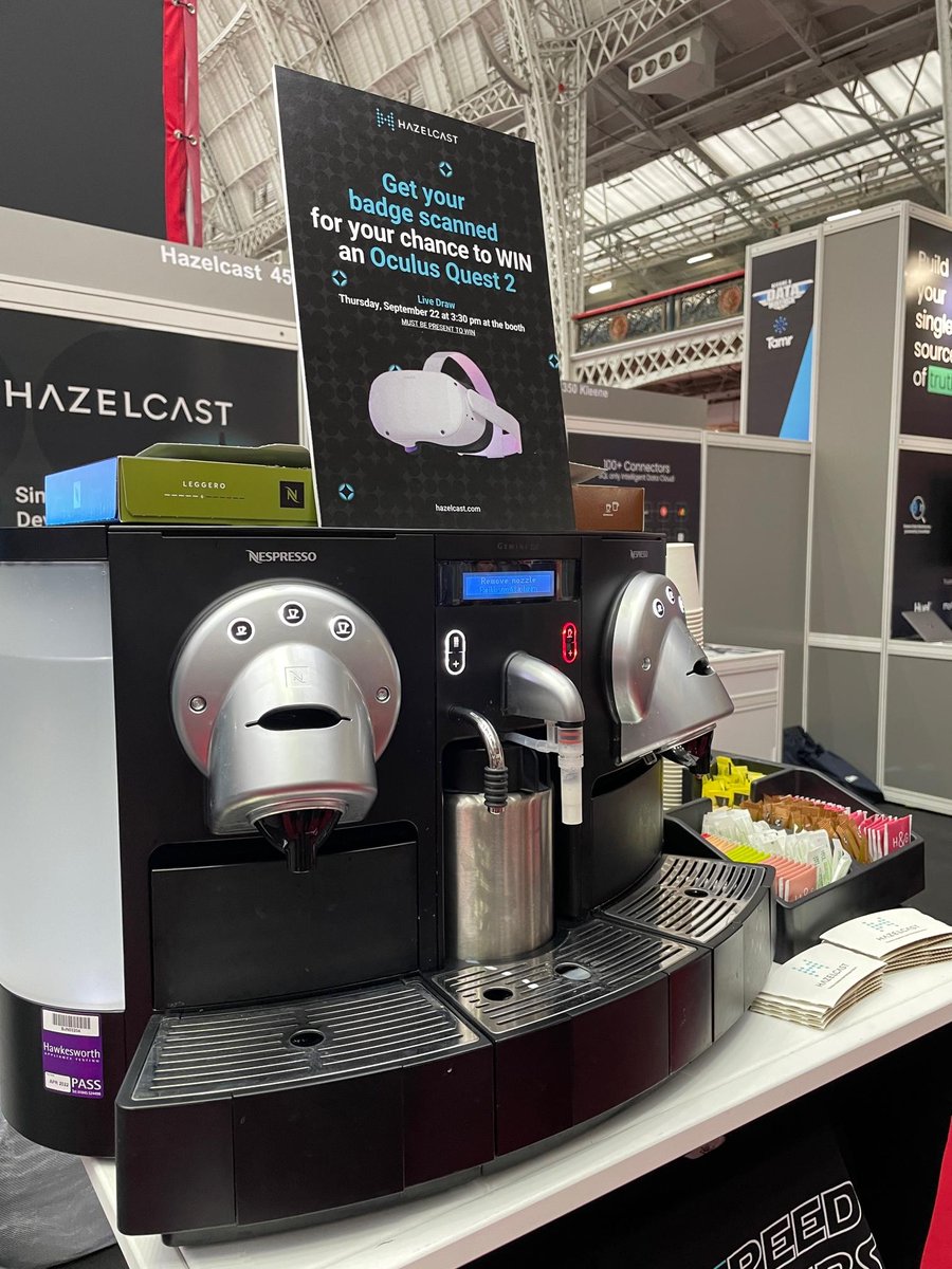 hazelcast's tweet image. Hey Big Data London! Swing by booth 450 for free coffee and a chance to win an Oculus Quest 2. 

#bigdataLDN #BigDataLondon2022 #London #bigdata