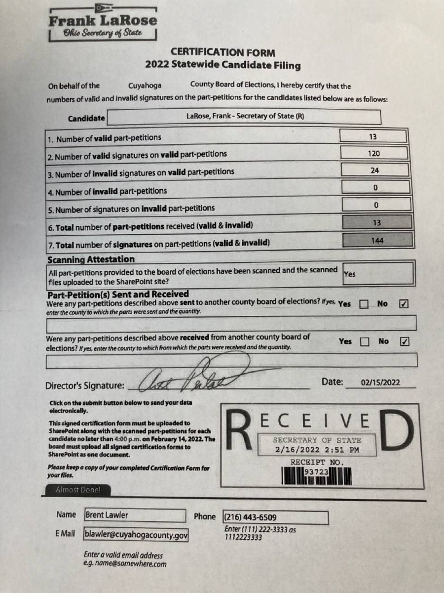 TrailsOfDoom's tweet photo. @katiekochman @FrankLaRose @ChelseaForOhio Here is Frank LaRose's late candidate filing. #daveyost #ohioattorneygeneral should look into how this happens and he is on the ballot... #franklarose #toremaras #ohiosos https://t.co/ompscFFdJB