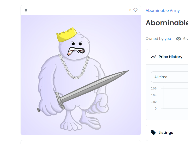 YniDake's tweet photo. Grabbed an @AbominableArmy to support @TicklingGuac  and the community.

Need a Healer with my Warrior now!

#ETHMerge #ETHNFTs #NFTCommunity #EthereumNFTs #ethereum https://t.co/kCU5NMAiOR