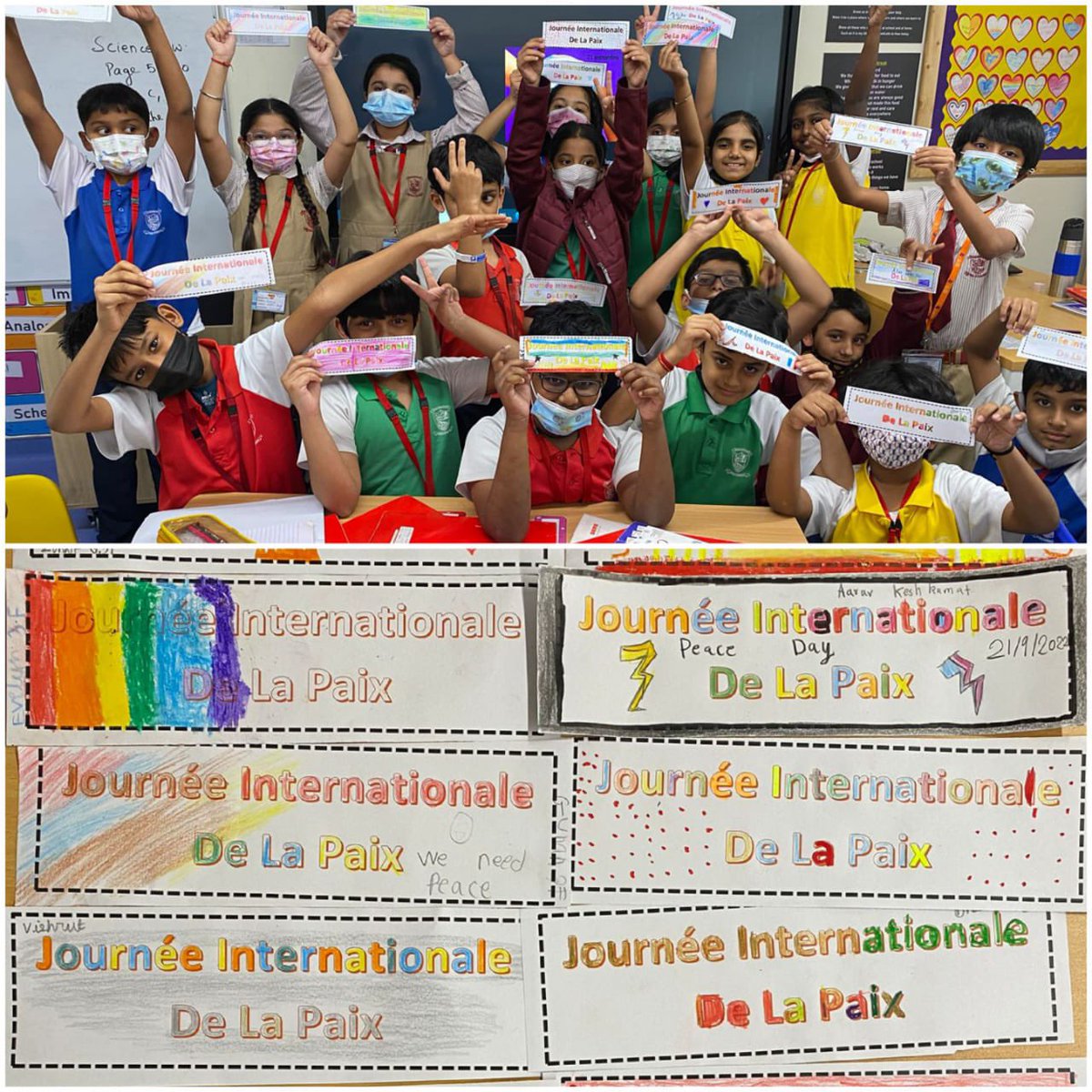 Srushti91836599's tweet photo. ‘Peace cannot be kept by force, it can only be achieved by understanding’ - Albert Einstein #WorldPeaceDay2022 #class3F made bookmarks #JourneeInternationaleDelaPaix @ShettySampoorna @gemsnms_alkhail https://t.co/eLxcjRpcCk