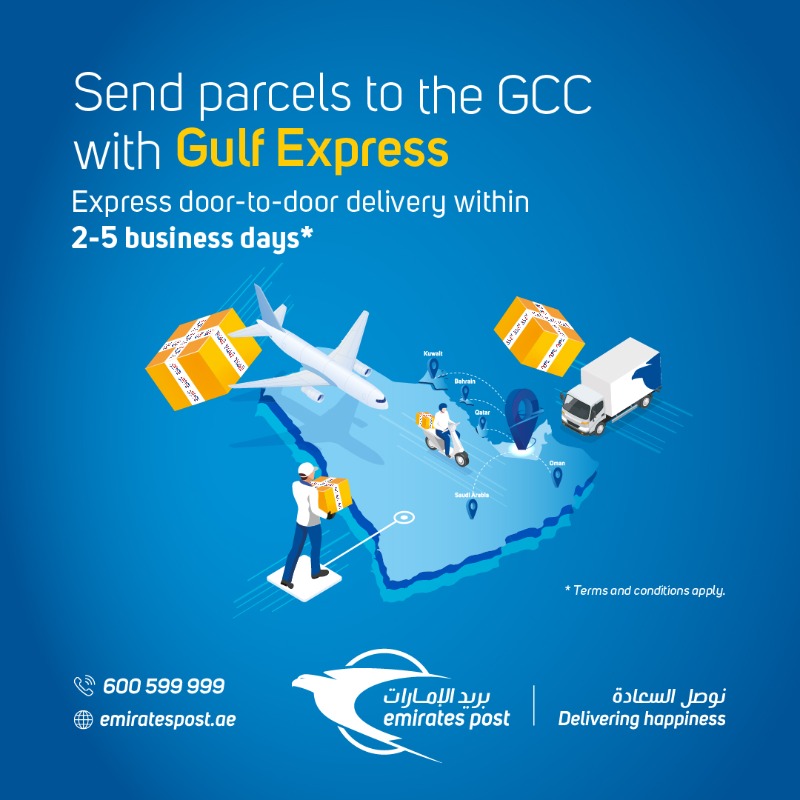 EmiratesPostUAE's tweet photo. Send parcels across the GCC within 2-5 business days with express door-to-door delivery. Enjoy a seamless delivery experience with our Gulf Express service.
#EmiratesPost #GulfExpress #DeliveringHappiness