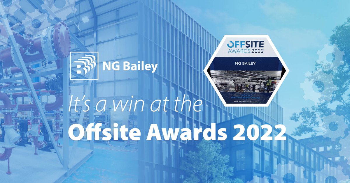 NGBaileyUK's tweet photo. Congratulations to our Offsite manufacture team for scooping the award for health & safety at the #OffsiteAwards2022. Well done to everyone involved!
Read more: https://t.co/ynZRJhphqU
#ExploreOffsite https://t.co/x5vv8ueLJ2