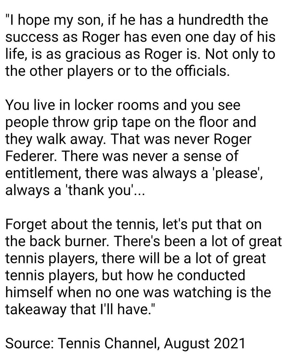 Former world nr.1 <a href="/andyroddick/">andyroddick</a> shares his thoughts on <a href="/rogerfederer/">Roger Federer</a> and what a class act he is…#Federer