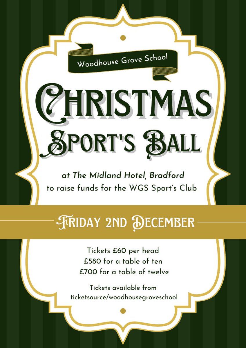 woodhouse_grove's tweet photo. SPORTS CLUB CHRISTMAS BALL
Tickets on Sales Mon 26th Sep 7pm.
https://t.co/4eCyUSJ5Jc
#dontmissout #catchthemquick
@WGS_DoS @WGRugby @WGSNetball @WGSFootball @WGS_Cricket @WGS_XCountryTri @WGS_Swimming @WGS_Fencing https://t.co/rH9jG6dZVY