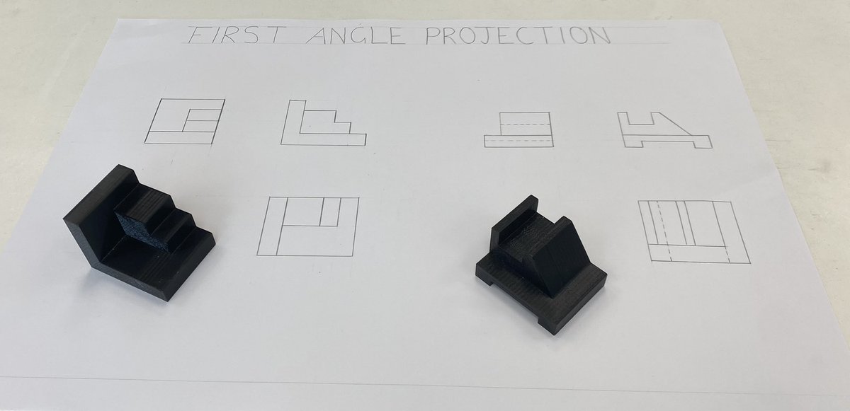Some of our NC students getting the hang of First Angle Projection. ✏️📐📏
