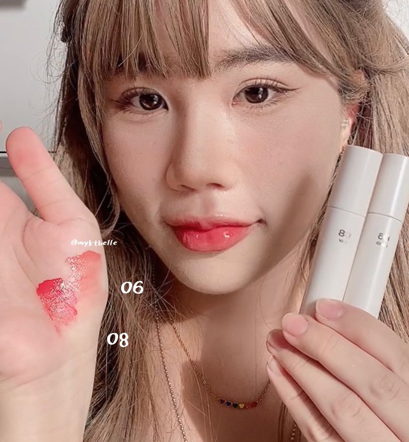 ผสมสีแบบลงตัว คู่นี้เลย ทา 06 ก่อน แล้วเพิ่มสีช่วงในปากด้วย 08 ชมพูๆ พอเบลนด์แล้วปากระเรื่อมากกกกก เอาคะแนนเต็มไป สำหรับ Bbia รุ่นนี้ ติดทนนน สบายปาก มีสเตนน์ สเตนน์ไม่เพี้ยน สมใจ !!!