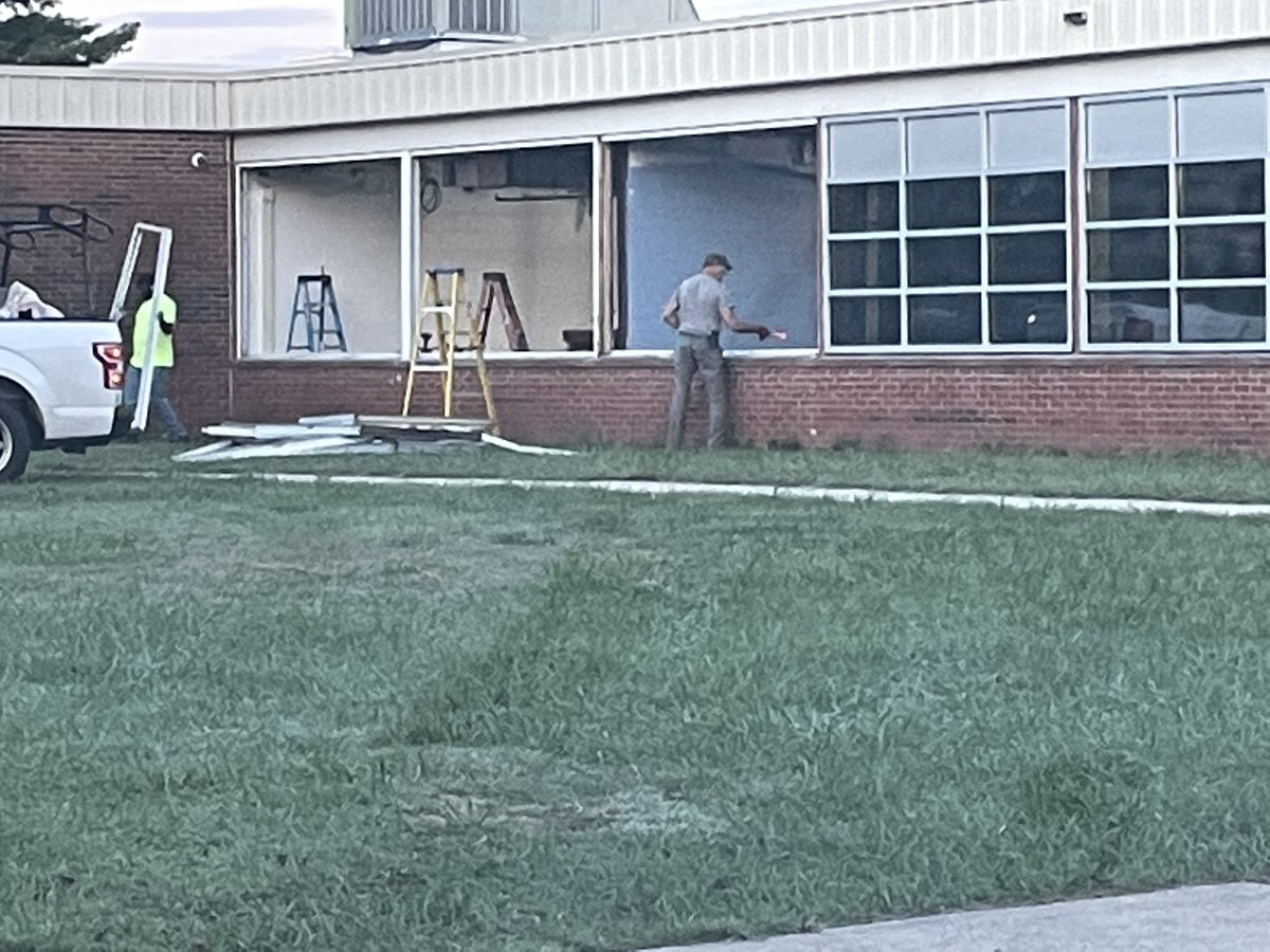 The referb continues, my classroom has no windows today. Only a few more weeks. #trailerlife