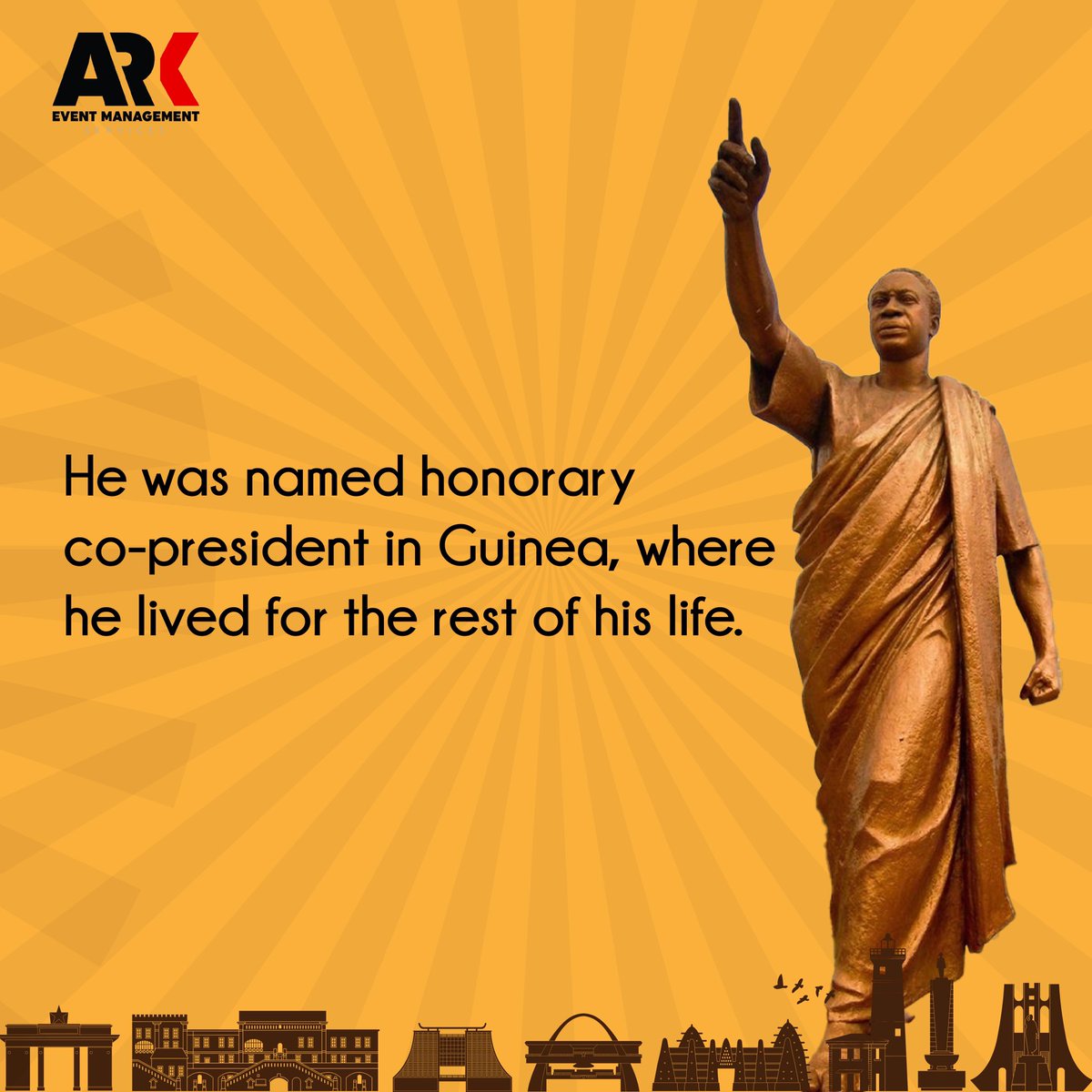 ARKeventgh's tweet photo. Happy Kwame Nkrumah Memorial Day!🥳To celebrate our national legend, here are four fun facts about Kwame Nkrumah.
#KwameNkrumah #Ghana https://t.co/mb4T0KrzXB