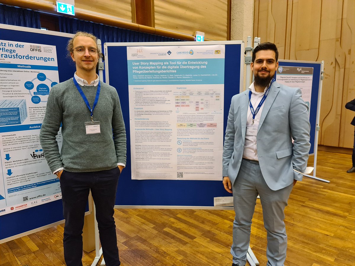 HSA_innolab's tweet photo. Unser Team stellt heute auf der 5. #Clusterkonferenz "Zukunft der Pflege" Ergebnisse aus unserem Projekt #CareRegio TP3 - Digitalisierung des Pflegeüberleitungsberichts vor: wir haben User Story Mapping erfolgreich für die Lösungskonzeption eingesetzt! #ClusterZukunftderPflege https://t.co/eoCJk1duqY