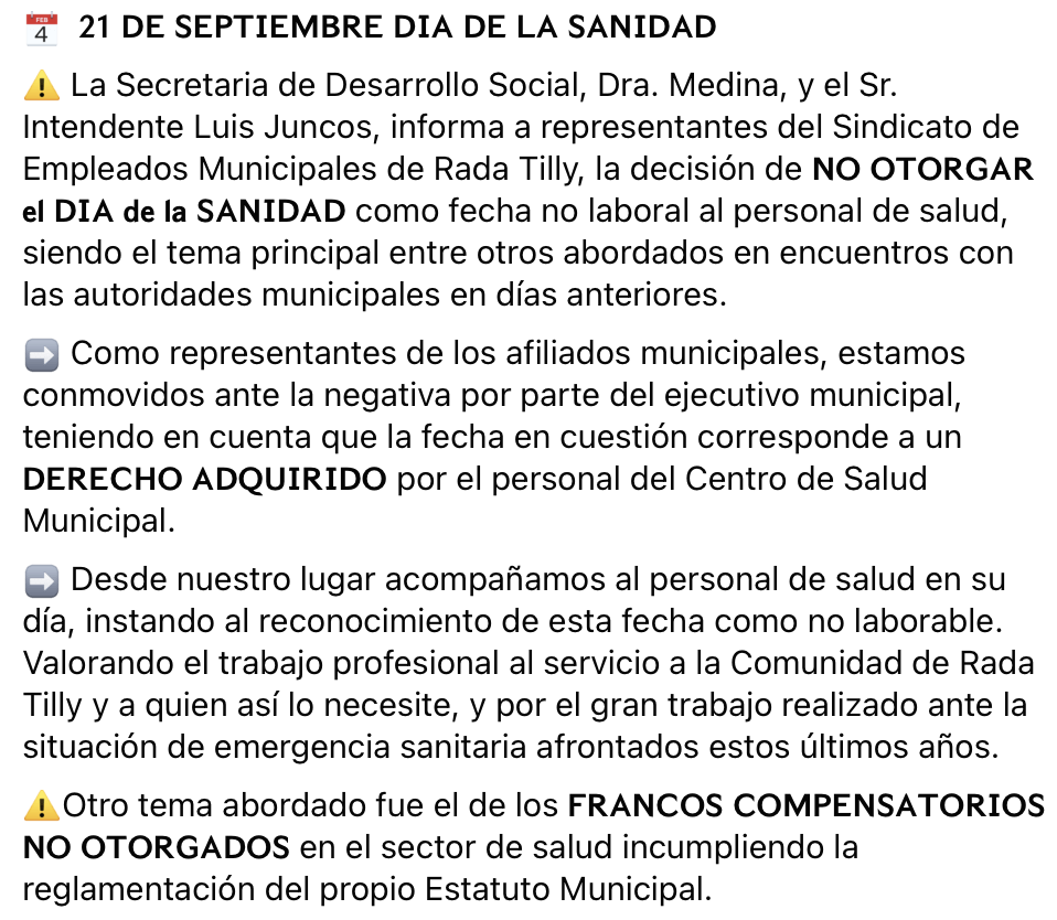 ➡️ Acompañamos al personal del Centro de Salud en su Reclamo