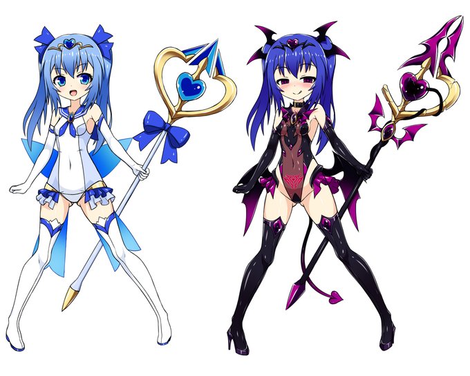 その方が興奮できるという説があるので昔描いたこの子のビフォーアフター設定画も付けておきますね。
ルミナスアクア/コラプトアクアといいます。 