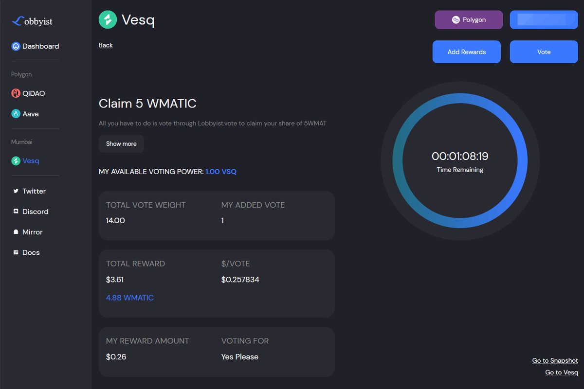 0xLobbyist's tweet photo. 🤑 Wonder what it feels like to get paid to vote a particular way in a DAO?
You have 1 hour-ish to try it out for FREE!
👉https://t.co/1OlKxrMw7B https://t.co/pMsZx6o6DV