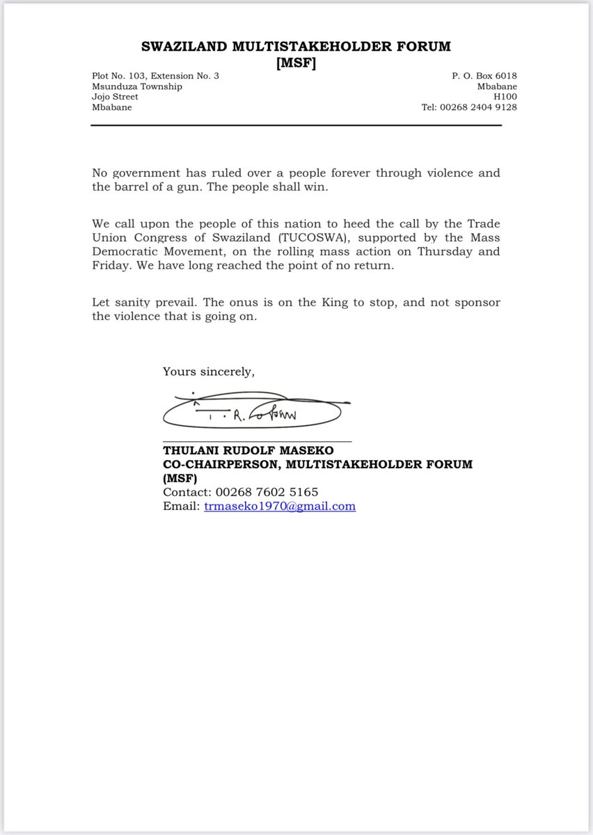 The MSF commiserates with the <a href="/PUDEMO/">PUDEMO</a> President on the bombing of his home. We condemn the dastardly act by the State of unleashing violence on its citizens for calling for democratic changes in the country. We demand a People’s government now
#ItIsTime
#PowerToThePeople