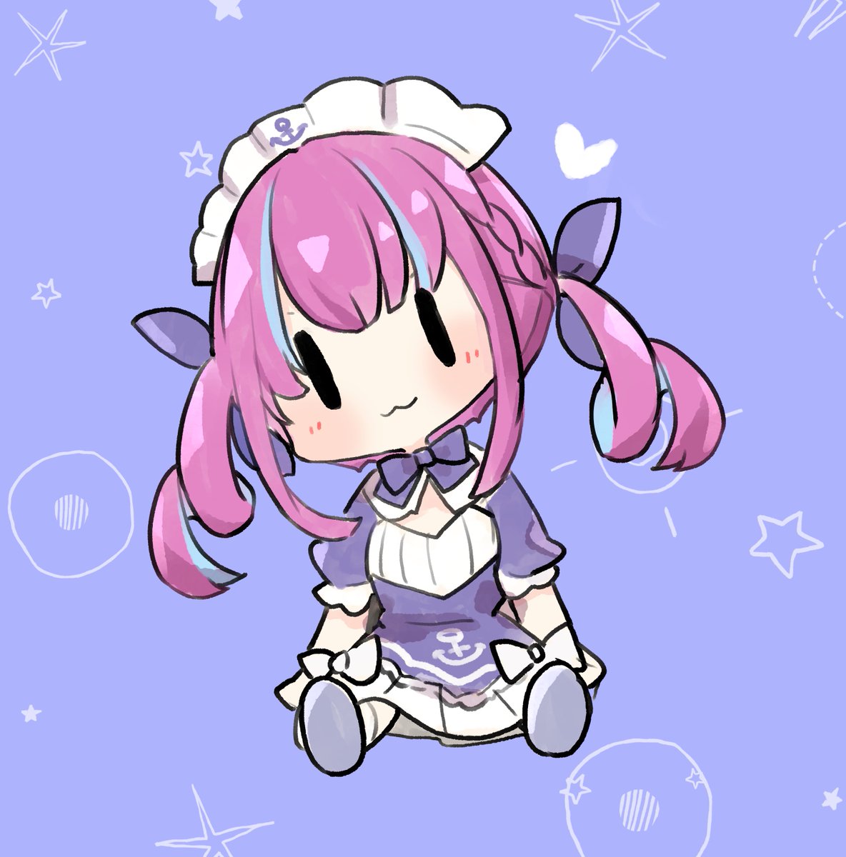 minato aqua 1girl solo maid headdress :3 chibi twintails colored inner hair  illustration images