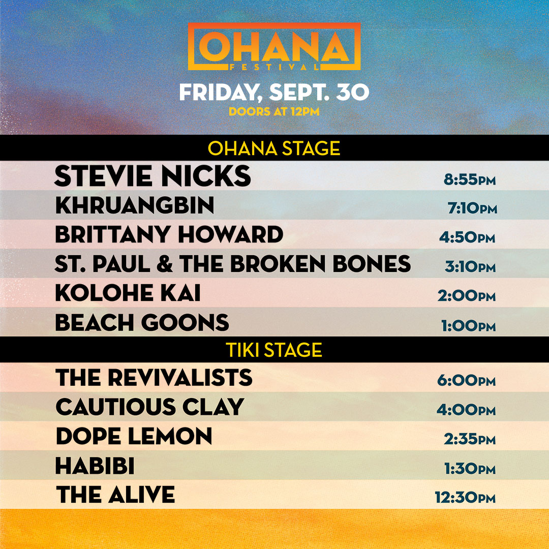 Ohana Festival schedule