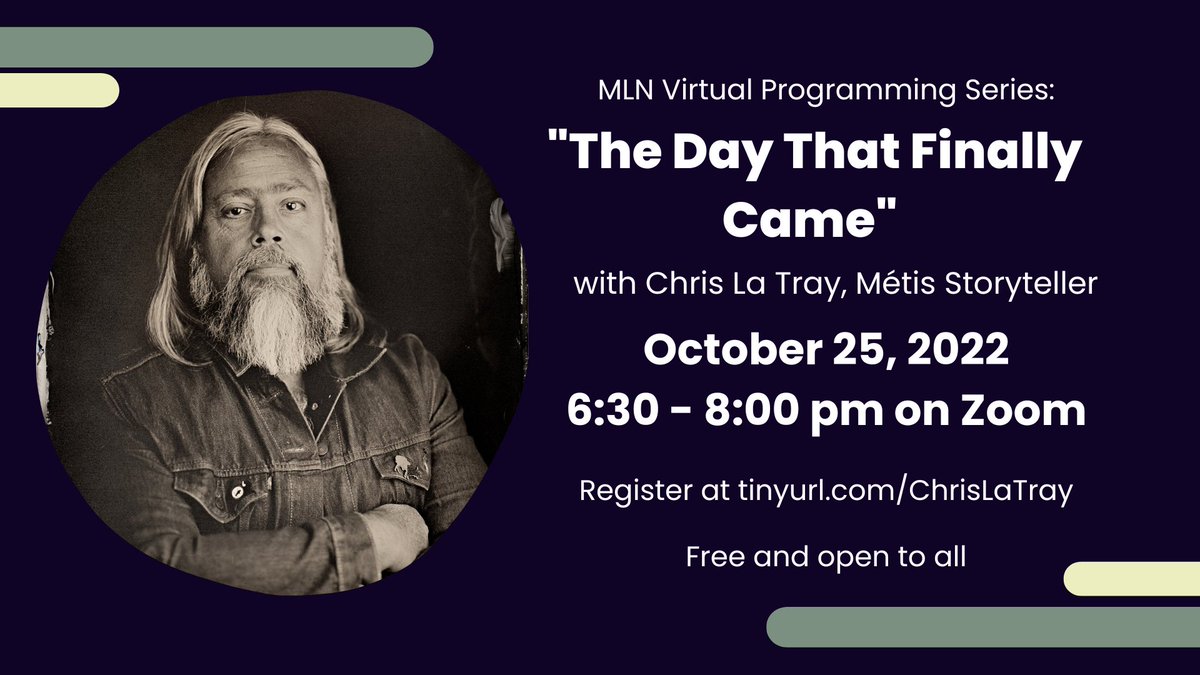 MTStateLibrary's tweet image. We are pleased to announce the next speaker in the MLN Virtual Programming Series: @chrislatray! His program, "The Day That Finally Came" will focus on the Little Shell tribe of Chippewa Indians here in Montana. Please register for the Zoom webinar at tinyurl.com/ChrisLaTray