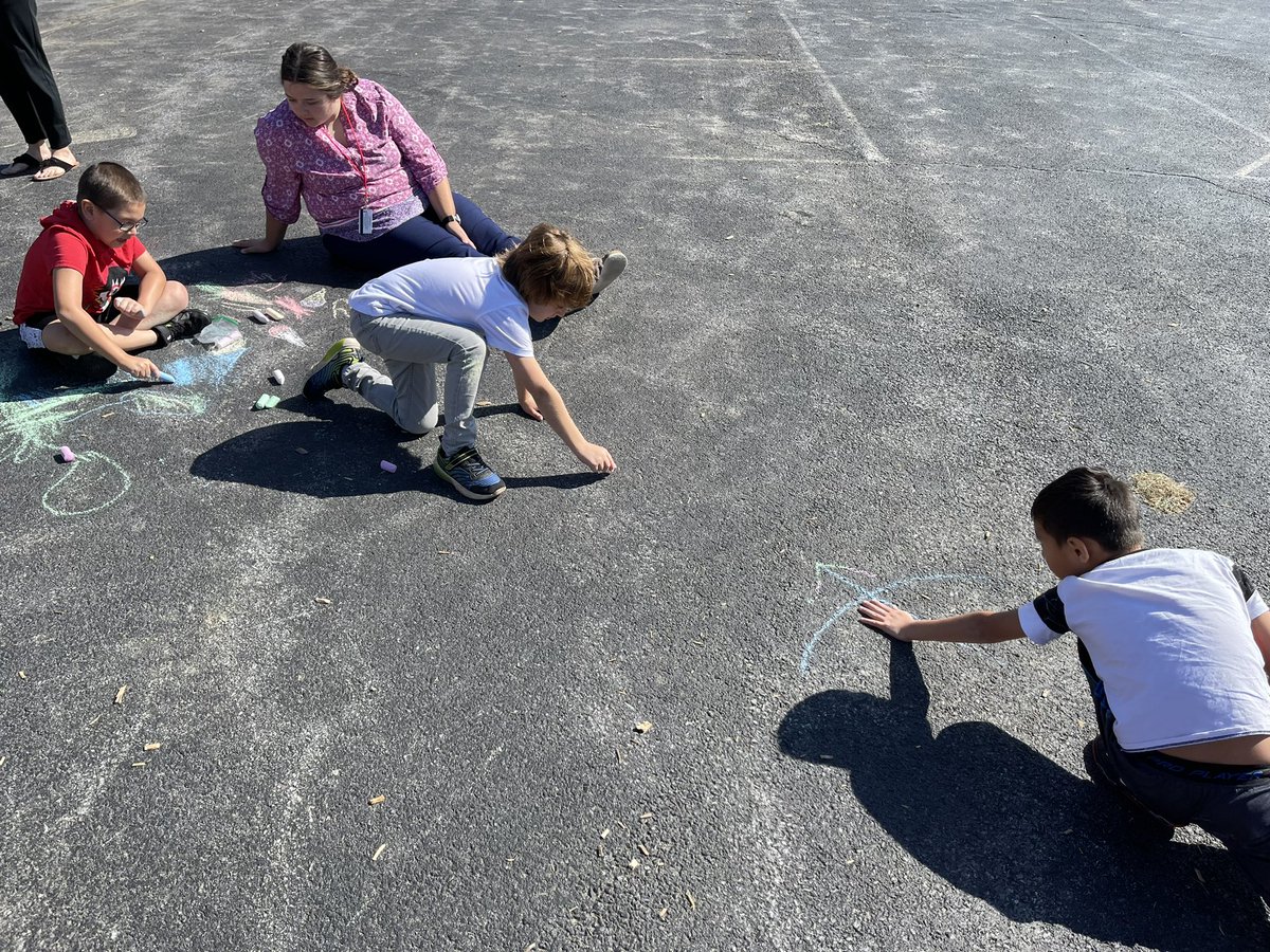 SOAR winners were having a blast with chalk at recess!