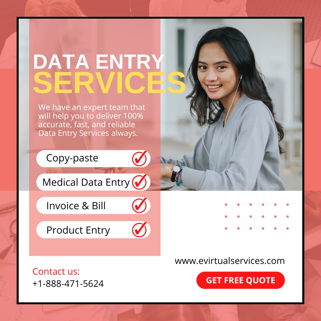 evirtualservice's tweet image. Is your business growing but you do not have enough time to finish all of your data entry tasks? Don&apos;t worry, we&apos;re here to take care of that!
Check it out: bit.ly/2Gqxftn and get free quote worth $100.
#dataentry #virtualassistant #Evirtualservices #dataentryservices