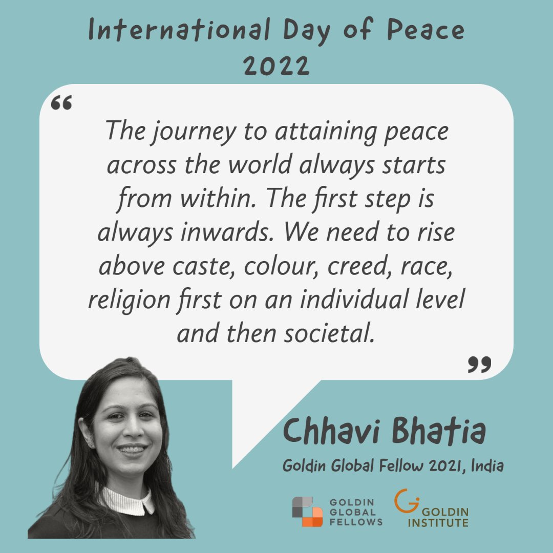 Marking #internationaldayofpeace2022 with our #GlobalFellow from India, Chhavi Bhatia. This year's theme is "End Racism. Build Peace".  Chhavi is a journalist who actively covered the largest protest in human history: the Indian #FarmersProtest
#peaceday #EndRacismBuildPeace