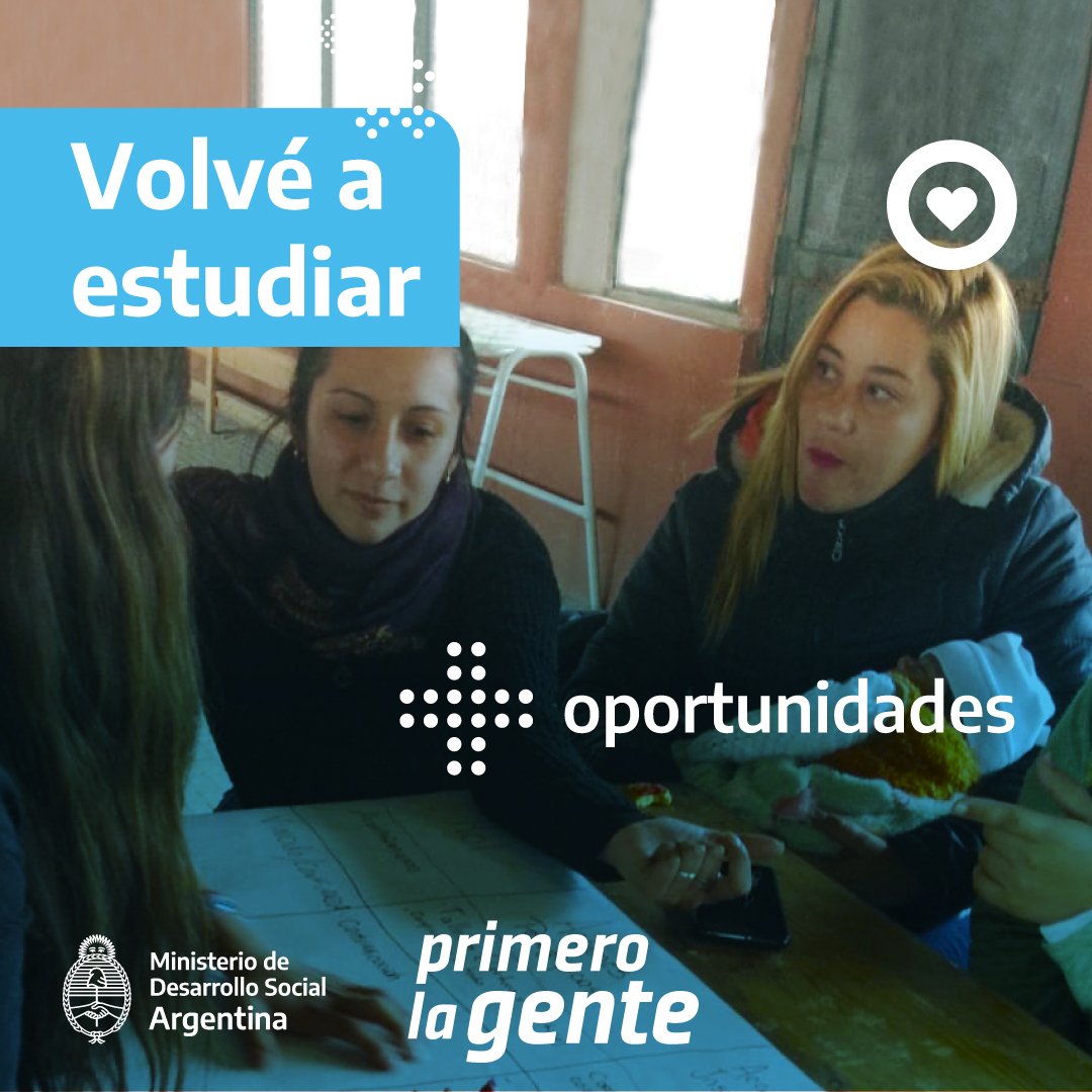 MDSNacion's tweet photo. ¡Feliz día para todas y todos los que se animaron a volver a estudiar!
📚 Si sos titular de Potenciar Trabajo y querés finalizar tus estudios primarios, secundarios o continuar en el nivel superior ahora podés hacerlo.
Nunca es tarde para #VolverAEstudiar
#PrimeroLaGente 🇦🇷 https://t.co/qQiXVYZfN7