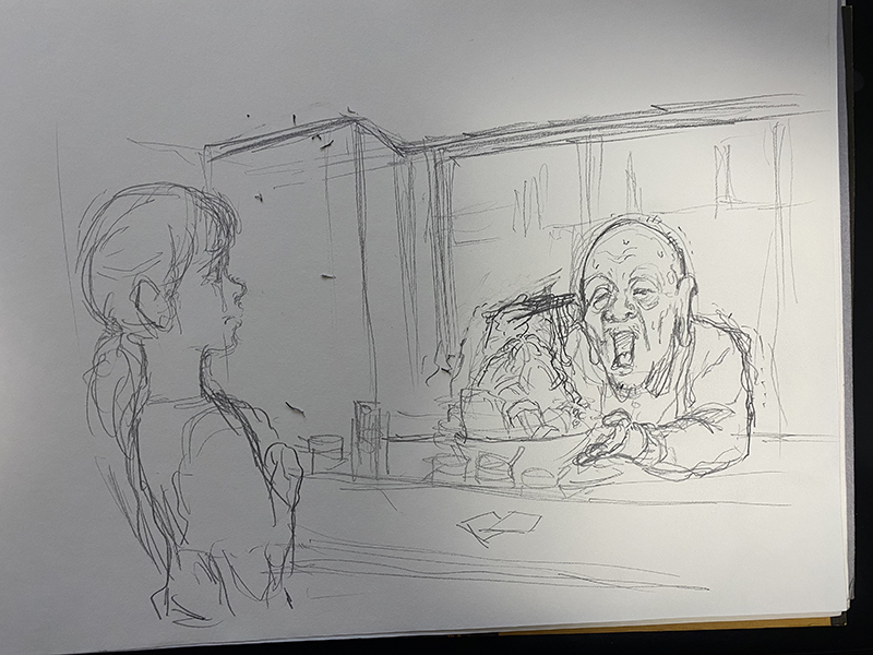 二郎系ラーメンを食べるヨボヨボのおじいさんを見て涙する女性のイラストを描きました。絵描きあるあるでしょうけど、一番最初にアナログで描いたイメージスケッチのおじいさんを本制作で超えられなかった・・・放送中
#上田と女が吠える夜 