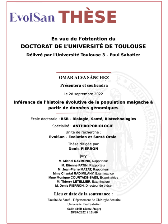 Evol_San's tweet photo. Bonne chance à Omar Alva qui va présenter sa thèse de doctorat en Anthropologie dans une semaine ! C'est la dernière ligne droite, et vous êtes tous invités à venir découvrir son travail sur l'histoire des populations de Madagascar le mercredi 28 septembre à 15h. https://t.co/EbXCcusLmo