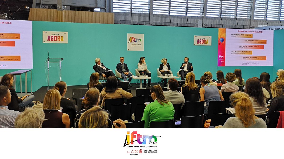 iftmparis's tweet photo. Actuellement à l'espace Agora : les stratégies RSE 🌿 dans l'univers du MICE, avec entre autres  @HavasEventsNA @Lab_TN_MICE @chateauform. https://t.co/sm6iDCm2cG