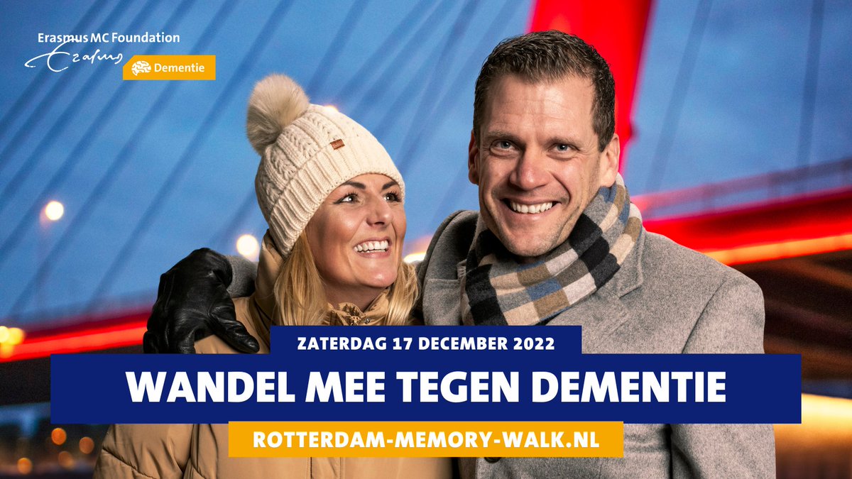EMCfoundation's tweet photo. Op zaterdag 17 december 2022 wandelen we samen de ๐ฅ๐ผ๐๐๐ฒ๐ฟ๐ฑ๐ฎ๐บ ๐ ๐ฒ๐บ๐ผ๐ฟ๐ ๐ช๐ฎ๐น๐ธ om geld op te halen voor dementieonderzoek in het @ErasmusMC. Wandel je mee? โ๏ธ https://t.co/0olPg2QbXB
#samentegendementie #rotterdammemorywalk #dementie #wereldalzheimerdag @AlzheimerEMC https://t.co/TSQM6XddBt