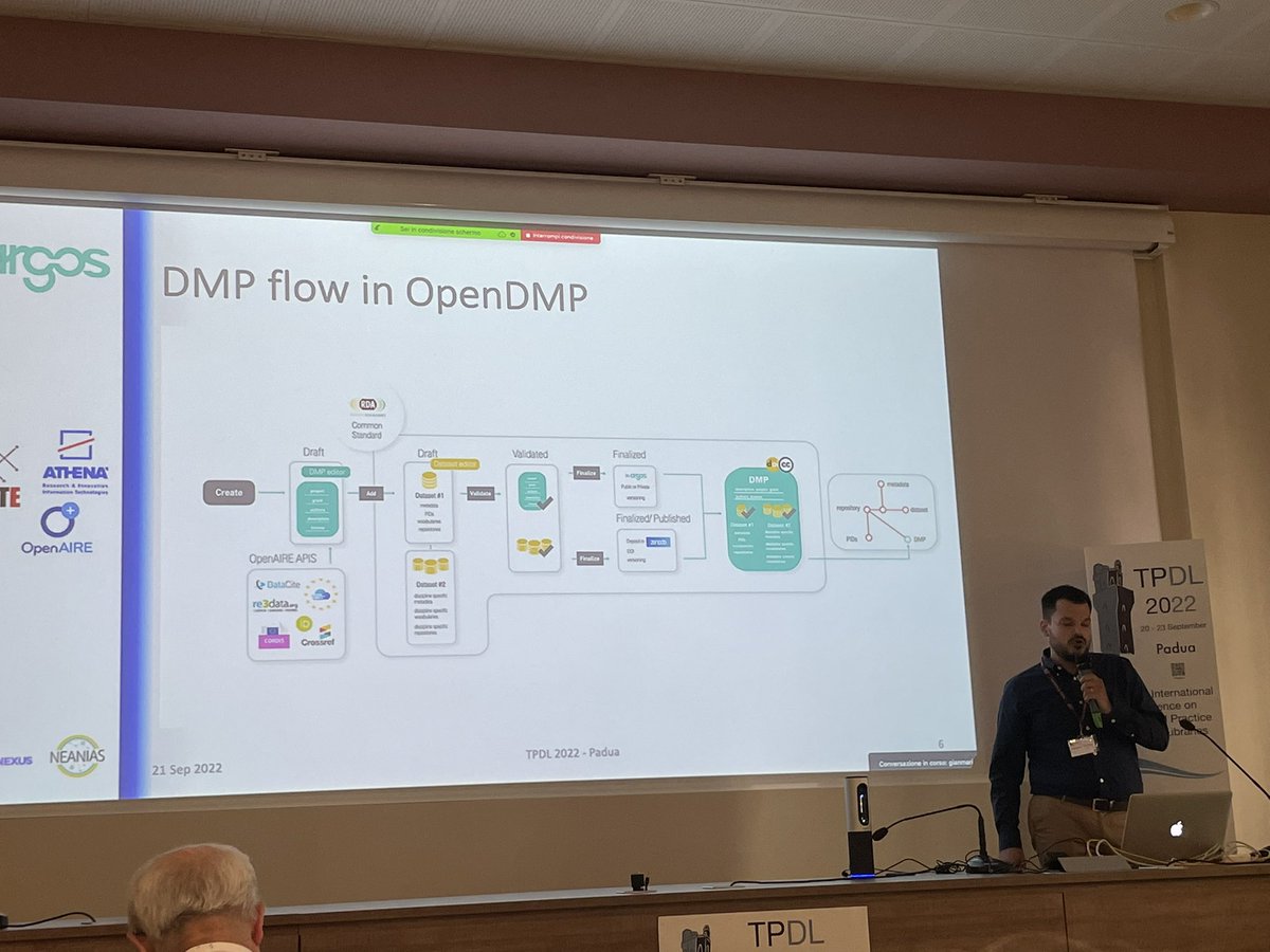 HimarshaJ's tweet photo. #TPDL2022 Booster Session 1:
Paper 6
“OpenDMP: orchestrating Data Management processes in research ecosystems”
By Elli Papadopoulou, Georgios Kakaletris, Diamantis Tziotzios and Natalia Manola
@WebSciDL @TPDL https://t.co/cEBQucEU8T
