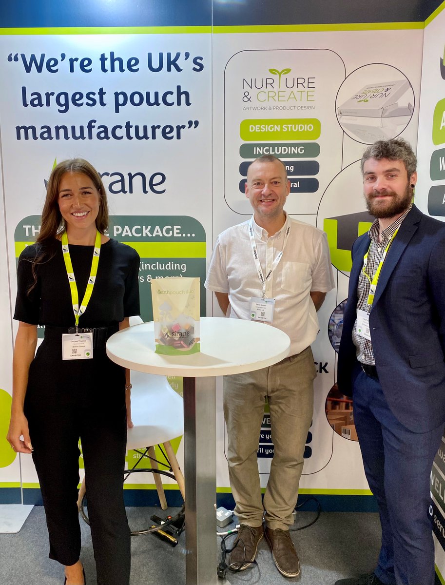 SiraneLtd's tweet image. Sirane's stand at #LondonPackagingWeek - which includes our Earthpouch duo, #plasticfree packaging with a window, stand-up #cookingbags perfect for retail display and our #recyclable spouted pouches. H12 - team Sirane are waiting for you...