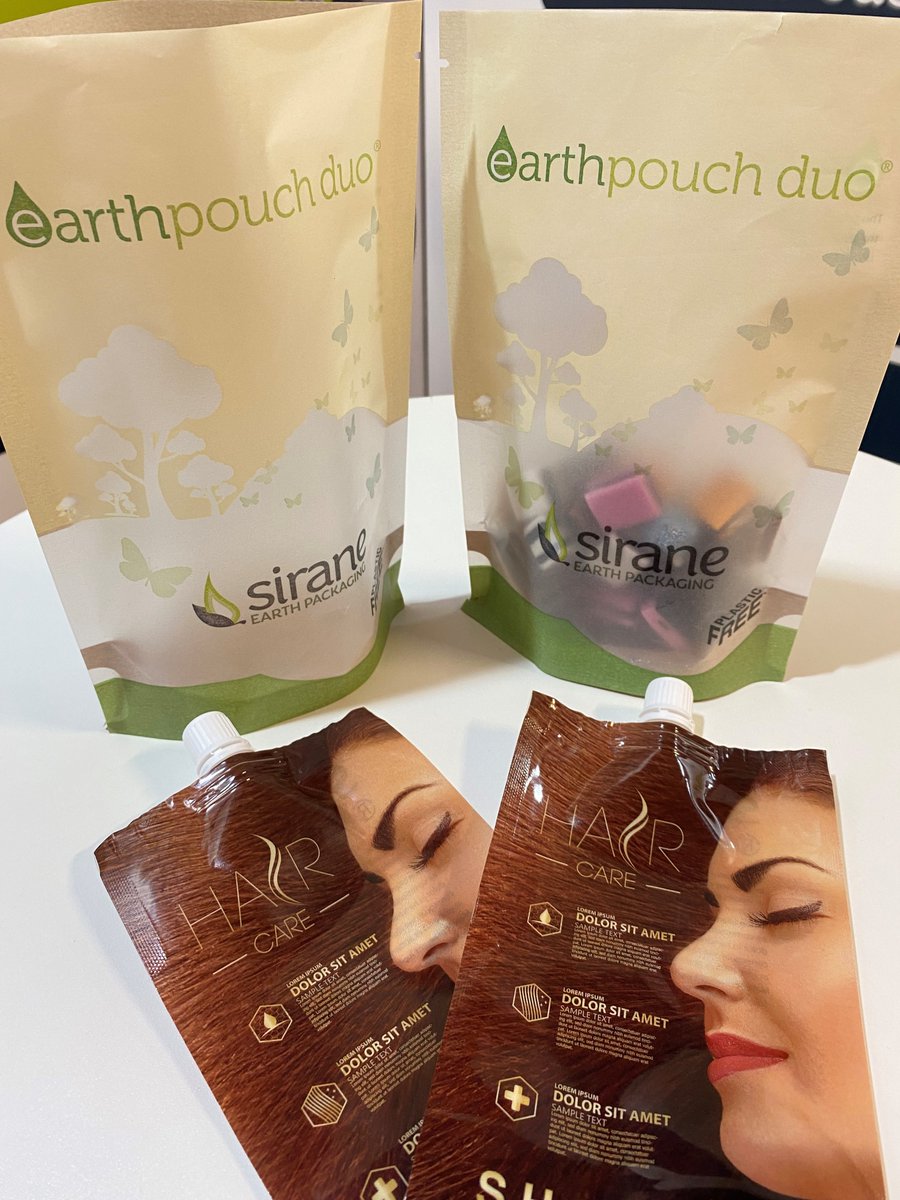 SiraneLtd's tweet image. Sirane's stand at #LondonPackagingWeek - which includes our Earthpouch duo, #plasticfree packaging with a window, stand-up #cookingbags perfect for retail display and our #recyclable spouted pouches. H12 - team Sirane are waiting for you...