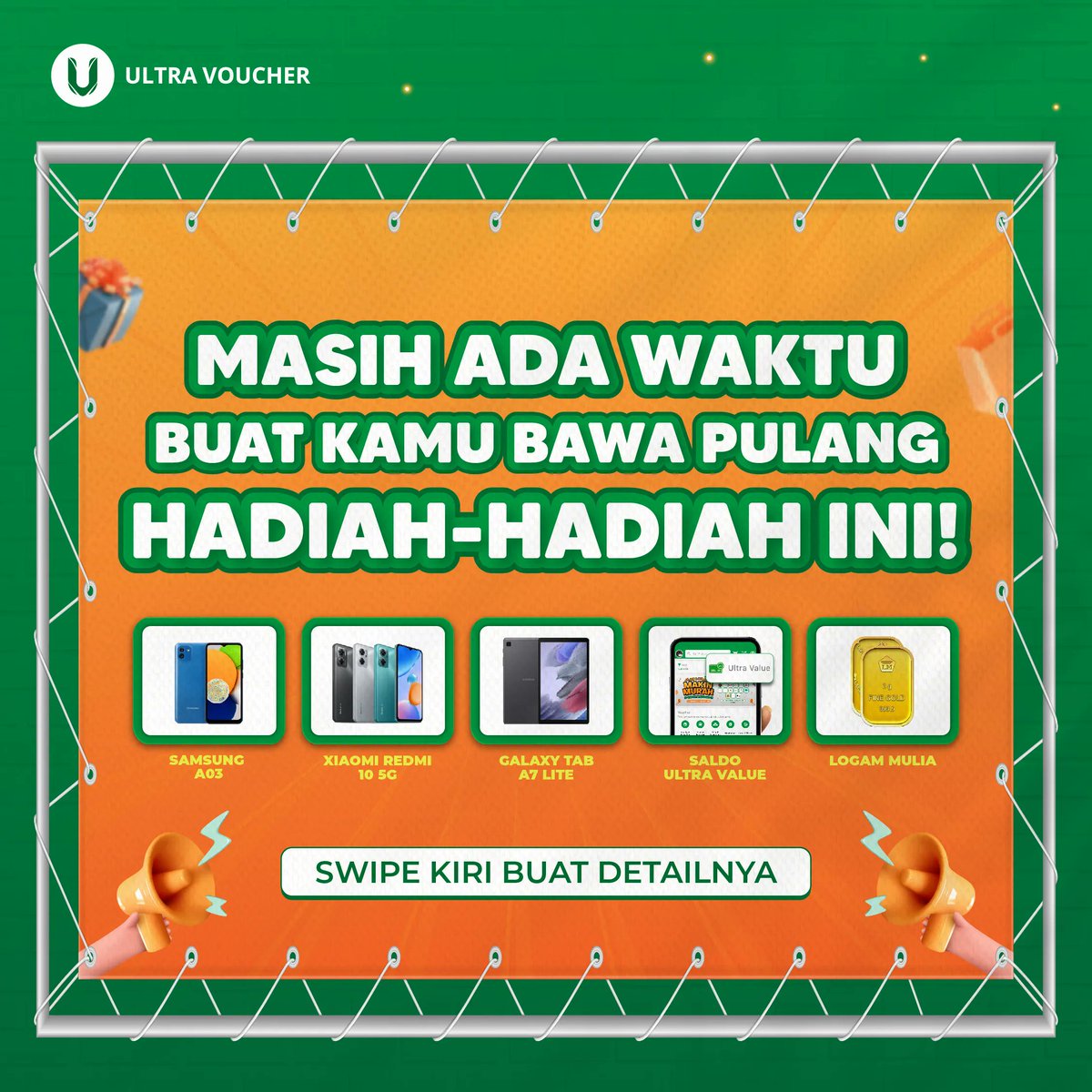 ultra_voucher's tweet photo. Hi Ultranian! π
Masih ada waktu lho buat bawa pulang hadiah-hadiah menarik ini.
Cek Instagram Ultra Voucher untuk detailnya ya!
#giveaway #giveawayindo #giveawayindonesiaupdate #reelscompetition #lombareels #reviewcompetition #videocompetition https://t.co/FwSS3D3XHE
