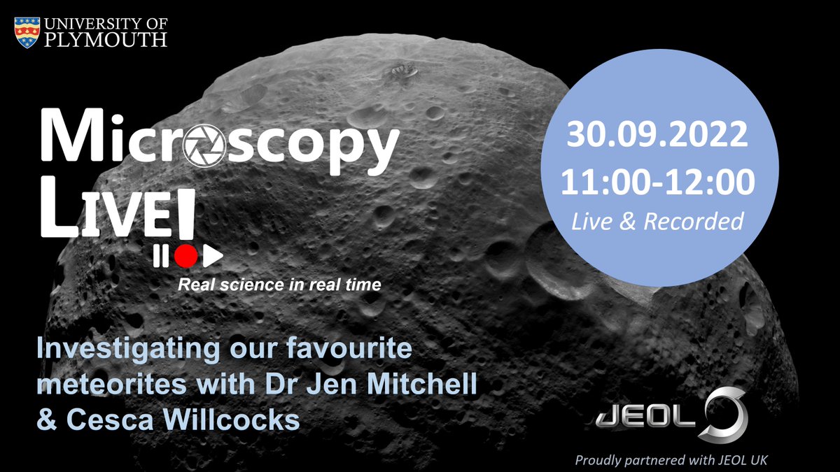 EMC_PlymUni's tweet photo. #MicroscopyLive is back next week! Jen and Cesca will be doing live #analysis on their favourite #meteorites, talking about all things #PlanetaryScience, and will even be introducing one of our new #ElectronMicroscopes here at the lab! 

Register here: https://t.co/kcEczH7sHf https://t.co/UR9ldkcT8I