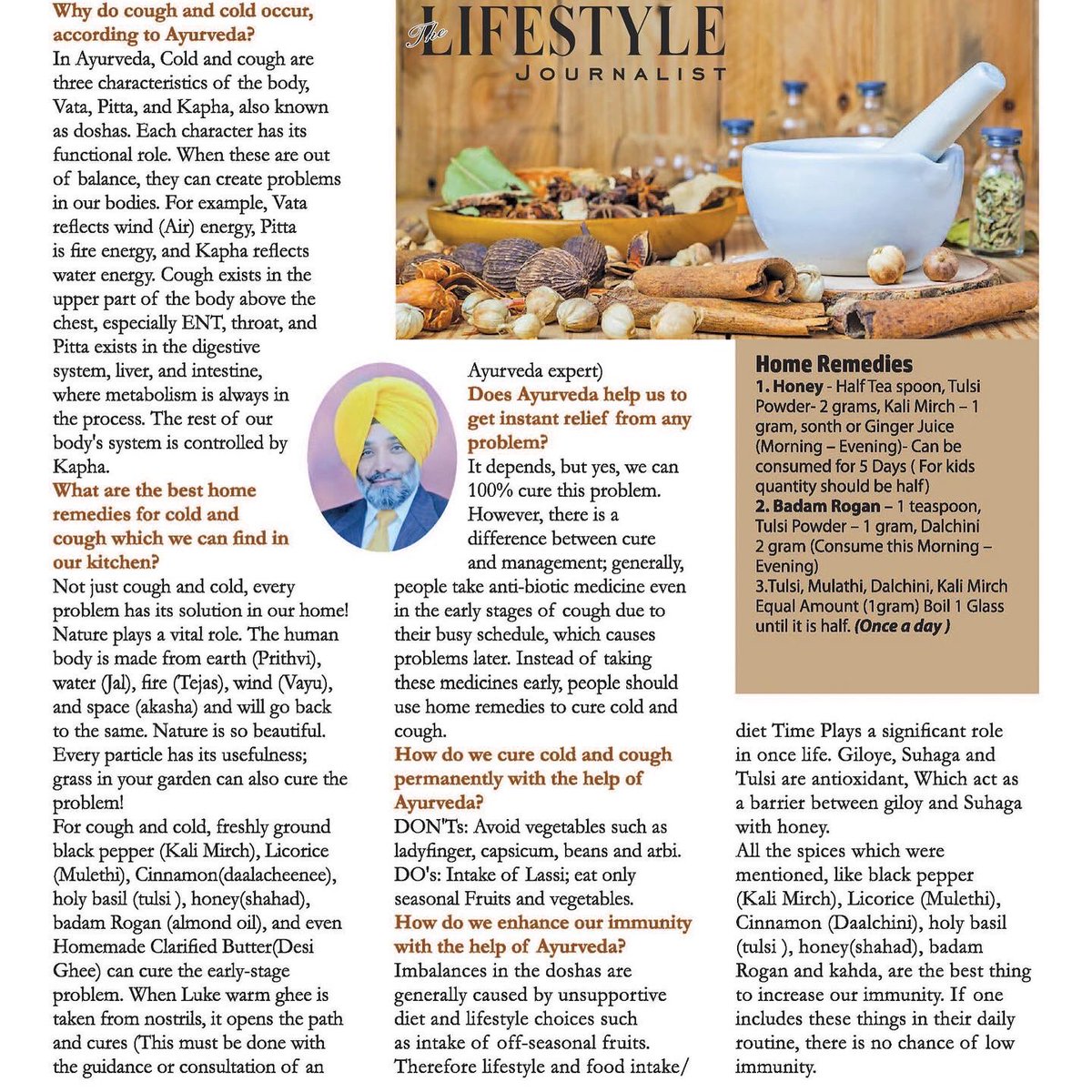 tlj_magazine's tweet image. Exclusive Interview 
Vaidya Jagjit Singh 
Manage Common Cold and Cough Through Ayurveda
#coldcough #remedies #vaidya #jagjitsingh #homeremidies #healthylifestyle #healthbenifits #personal #care #august2022 #edition #tljmagazine #thelifestylejournalistmagazine 
@tlj_magazine