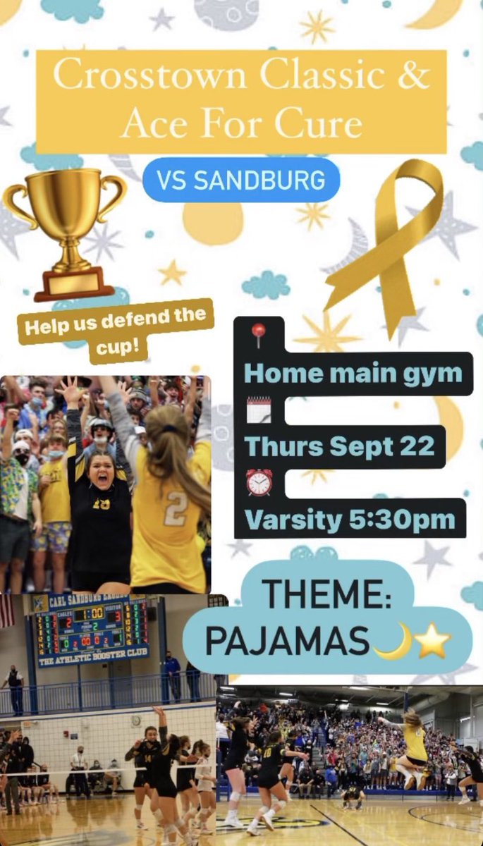tboltsvb's tweet photo. Join us tomorrow for the Crosstown Classic and Pediatric Cancer Night vs Sandburg!! ⚡️🎗🏐 

#FiredUp

@vjabolts @tboltstorm @AndrewHS_d230 https://t.co/PQbitiwIVL