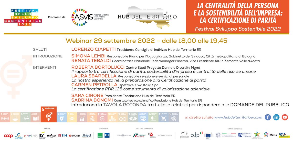 Festival dello Sviluppo Sostenibile 2022: Hub del Territorio ER Emilia Romagna c’è. 

#svilupposostenibile #territoriitalianisostenibili #rigenerazionedelterritorio #comunitàsostenibili