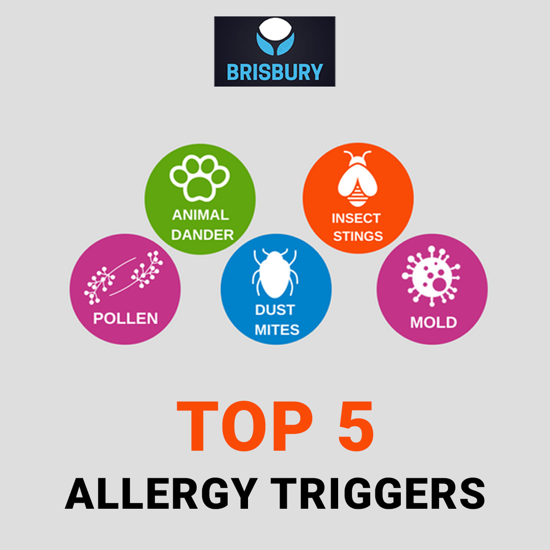 Airborne allergens, such as pollen, animal dander, dust mites, and mold.
Certain foods, particularly peanuts, tree nuts, wheat, soy, fish, shellfish, eggs, and milk.

#allergy #triggers #allergytriggers #skinirritation #skindiseases #precautions #brisbury