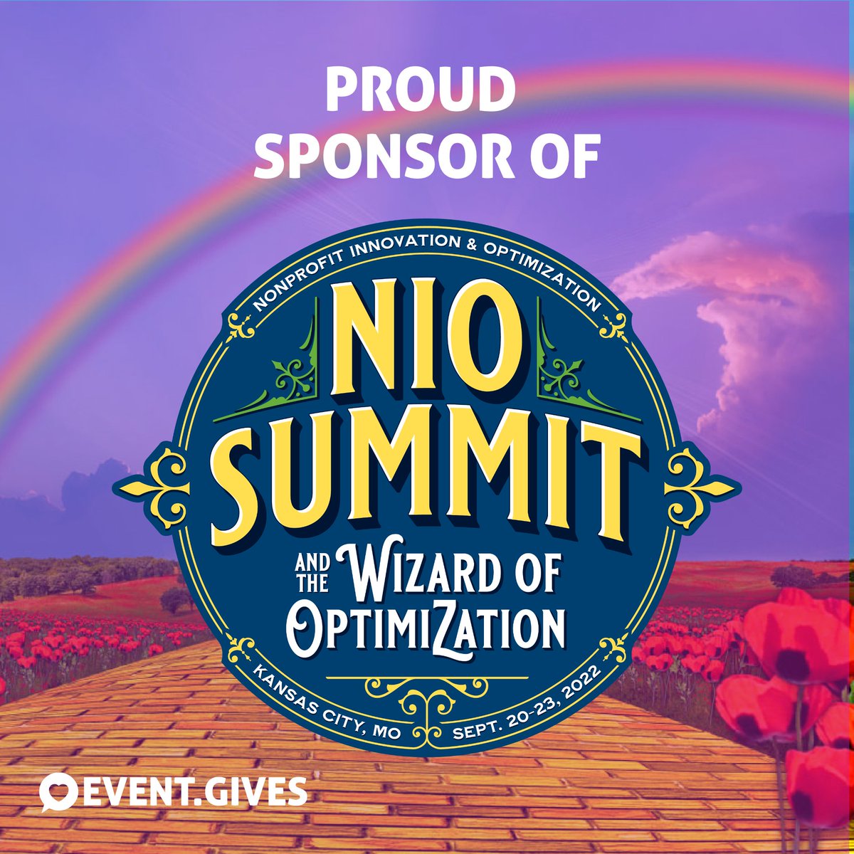 Event.Gives is excited to be sponsoring the #NIOSummit 22' this year!

Follow the yellow brick road to find the Wizard of Optimization and how Nonprofit Innovation is achieved 🧙

#NIO22 #NIOSummit #innovation #optimization #kansascity