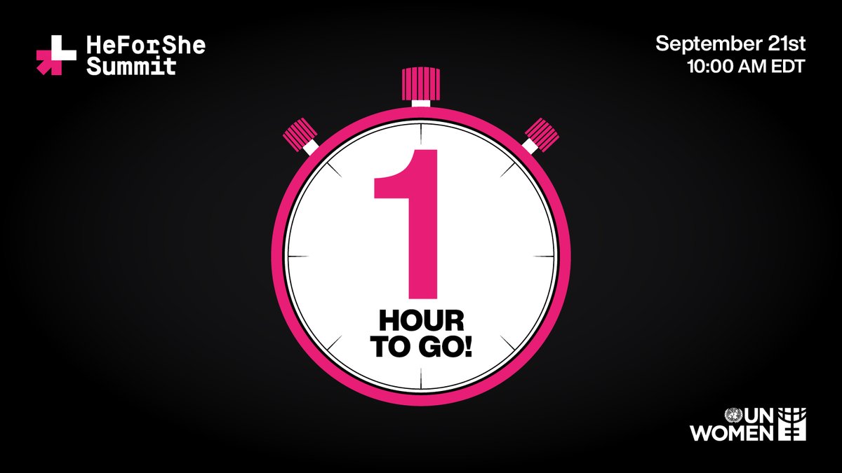 HeForShe's tweet image. 1 hour until the #HeForSheSummit is LIVE! 
Who are you most excited to hear from? 🤩

You can still register to watch the livestream here: heforshesummit.eventbrite.com