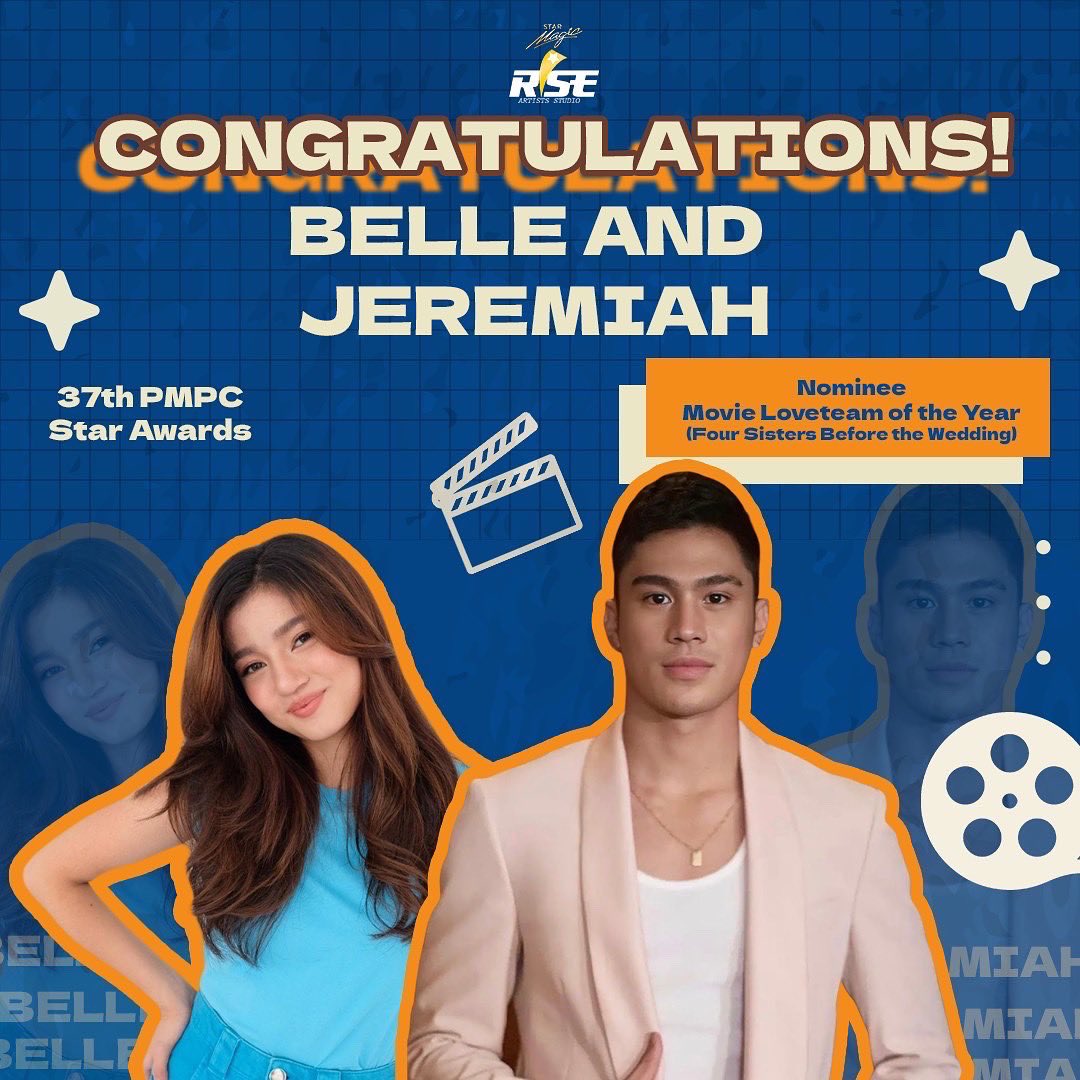 KM_MouseAndCat's tweet photo. Congrats to our best boy Jeremiah "Miah" Lisbo for being nominated as New Movie Actor of the Year and nominee for Movie Loveteam of the Year with Belle (Four Sisters sa Before the wedding) sa 37th PMPC Star Awards. Proud kami sayo. 💫 Deserve mo kasi promising ka talaga. https://t.co/rWpBpTa3eZ