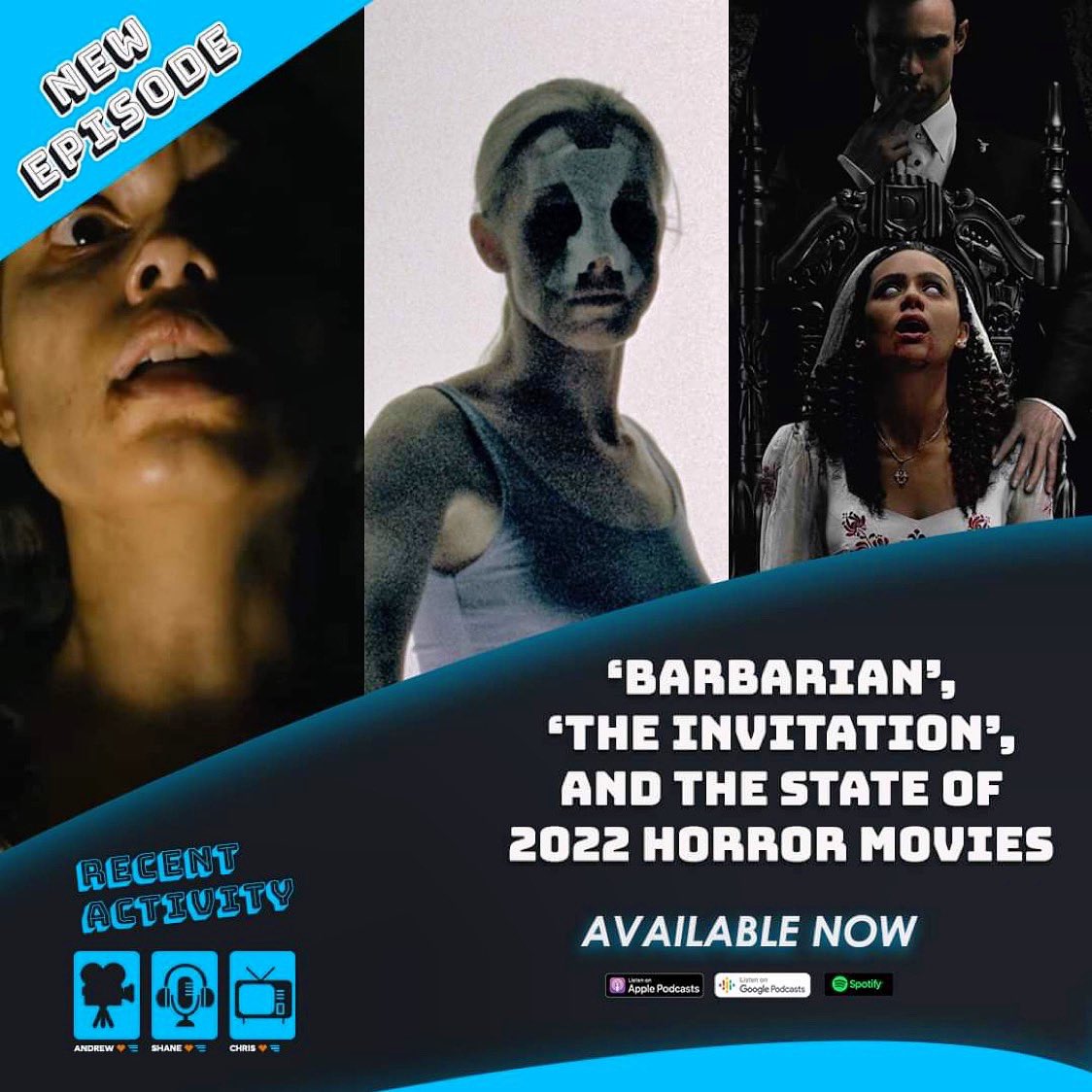 NEW EPISODE 🚨 🔪 🧛 
It’s an all out #Horror episode this week as we tackle 4 of the latest scary flicks #Barbarian #TheInvitation #goodnightmommy #NoExit + our time at <a href="/CTHorrorFest/">CTHorrorFest</a>!
Listen now wherever you get #podcasts 

recent-activity.captivate.fm/listen