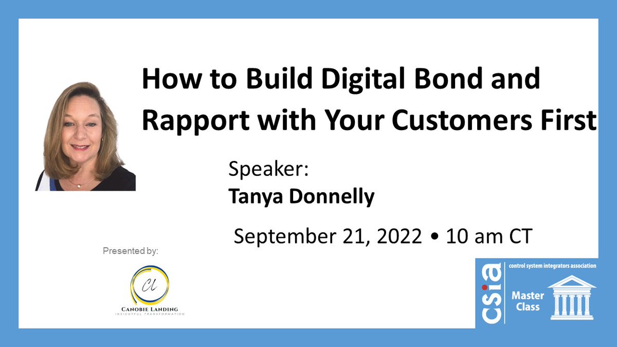 If you are interested in learning how to leverage LinkedIn to supplement your business development efforts, then this session with <a href="/canobielanding/">Tanya Donnelly</a>  is for you. #socialselling #CSIA #systemintegration
bit.ly/3xBmrST