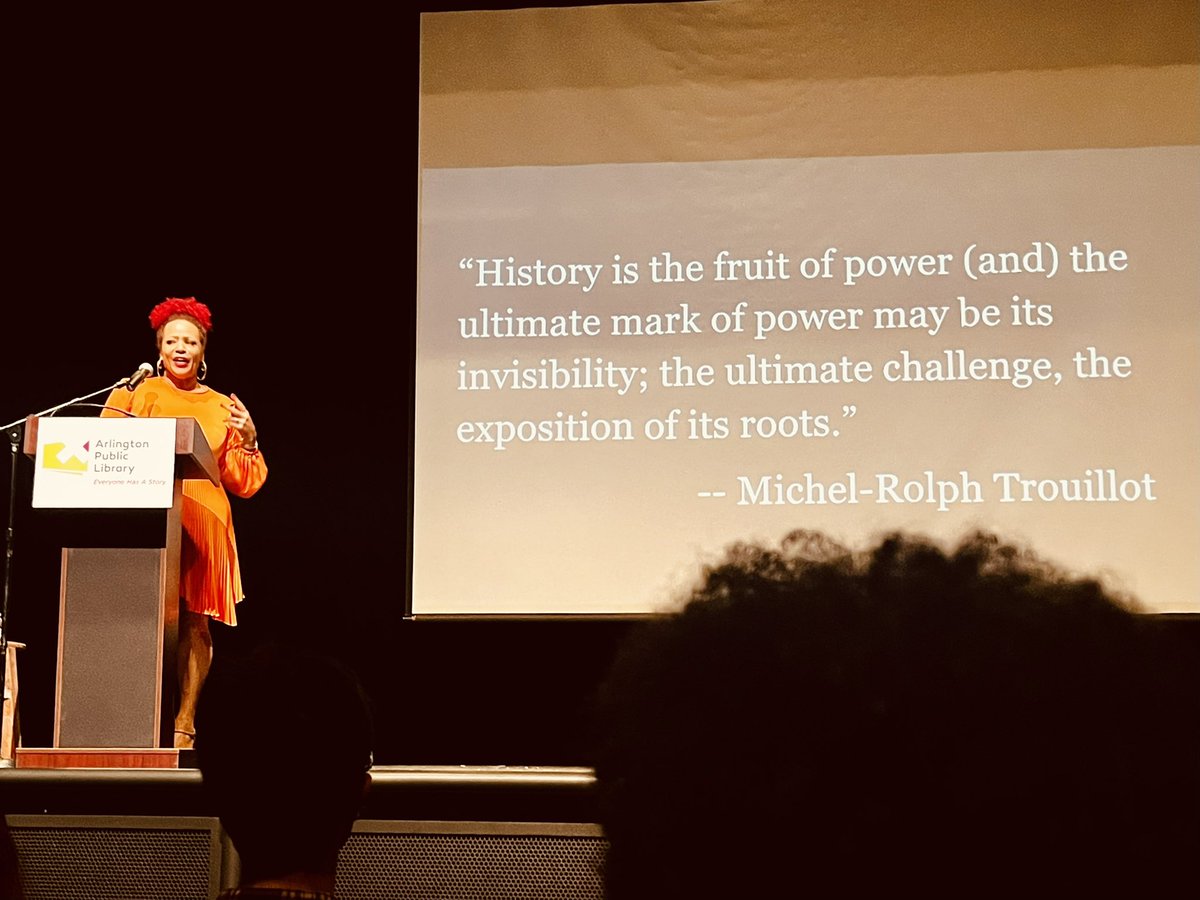AndreaRelator's tweet image. A powerful talk by @nhannahjones last night hosted by @LibFriendsARL  Thinking about the importance of how we dig into multiple perspectives and narratives for a more accurate view of history and why it is vital to participating in a democratic republic