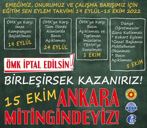 egitimsen's tweet photo. 📢Öğretmenin Sesini Duyuracağız!
ÖMK İptal Edilsin!
Emeğimiz, Onurumuz ve Çalışma Barışımız İçin 
Birleşirsek Kazanırız!
🗓️19 Eylül - 15 Ekim Eğitim Sen Eylem Takvimi 
#ogretmenlergecinemiyor https://t.co/dUs3ERJZ1h