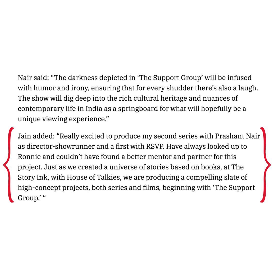 Presenting our next collaboration with RSVP, an edge-of-the-seat series with #PrashantNair titled “TheSupport Group" - A story of 3 individuals, who form an uneasy alliance to escape the consequences of an accidental killing. @ronniescrewvala @rsvpmovies <a href="/houseoftalkies/">House Of Talkies</a>